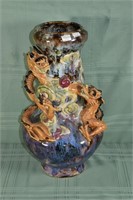 Chinese pottery 2 dragon vase, 20"h; as is