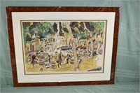 Framed pencil signed and numbered color etching, F