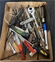 G) miscellaneous knives, sockets wrenches, zip