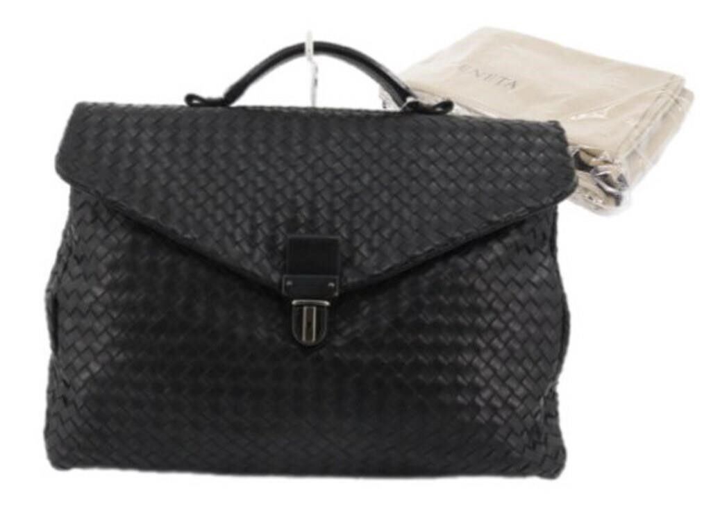 Bottega Veneta Black Intrecciato Business Bag