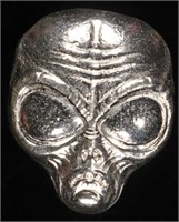 (1) 2 OZ .999 SILVER ALIEN HEAD W/ UFO BAG