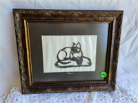 Vnt. Siamese cat print framed