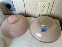 2 Vintage Pink Ceiling Light Fixtures