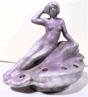 1920s Weller pottery nude purple flower frog