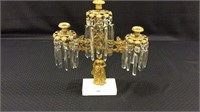 Heavy Marble & Metal 3 Tier Candleabra w/ Glass