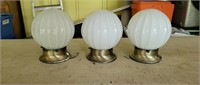 3 Ribbed Glass Globe ceiling Fixtures