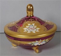 Venetian glass lidded bowl