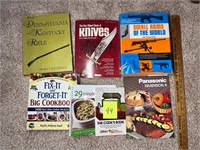 Books on knives, firearms, cooking