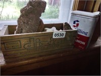 Cheese Box & Tin w/Rocks & Fossils