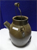 9.5" BROWN SLIP POTTERY BATTER JUG