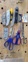Group of scissors and exacto knives
