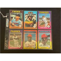 (6) 1975 Topps Baseball Stars/hof