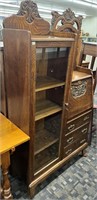 Antique Oak Side By Side Bookcase / Desk