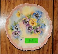 Hand-painted and signed flowers plate