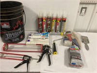 Painting and caulking supplies.