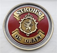 VINTAGE STROH's ON DRAFT BEER SIGN