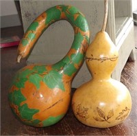 Hand-Painted Gooseneck & Corseted Gourds