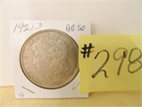 1921D Morgan Silver Dollar - A.U.-50