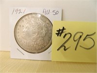 1921 Morgan Silver Dollar - A.U.-50