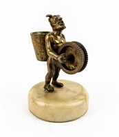 Bronze Devil With Grinding Wheel Matchstick Holder