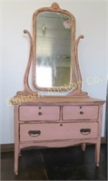 Antique Oak 3 Drawer Dresser w/ Mirror