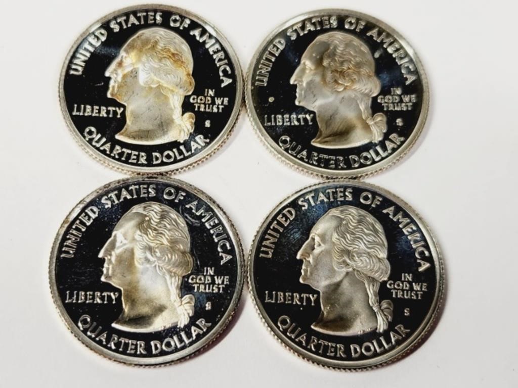 4 Silver Proof State Quarters: 2000 & 2007