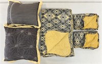 Gray and Yellow Quilted Comforter Set