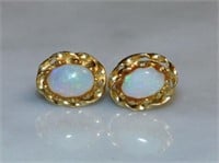 Opal and 14KT Yellow Gold Stud Earrings.