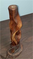 Vintage burled Wood Lamp base 18.25 in tall