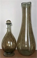 Mottled Glass Vase & Jar with Stopper