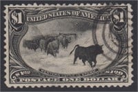 US Stamps #292 Used with pinhole, iconic Cattle in