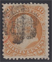 US Stamps #71 Used with corner crease, partial red