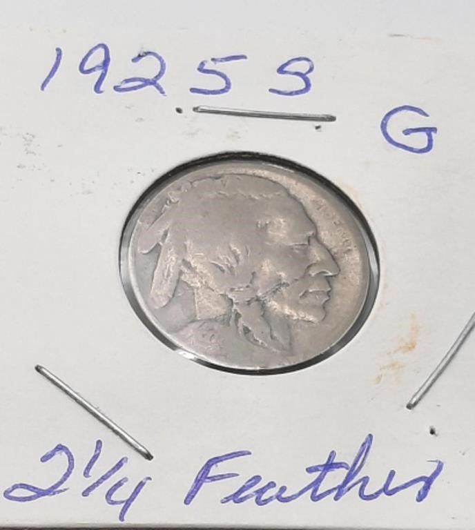 1925 S  -2 1/4- Feathers Buffalo Nickel