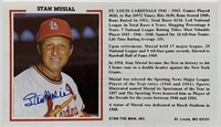 Stan Musial signed stat card