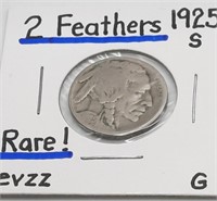 1925 S -2- Feathers Buffalo Nickel