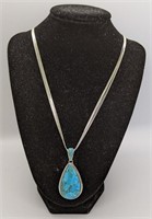 Multi Strand Sterling Silver Necklace Turquoise