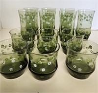 Libby Green Flower Drinking Glasses