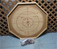 Crokinole/checkers  board with buttons