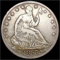 1853 Arrows and Rays Seated Liberty Half Dollar