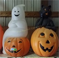Blow Mold Ghost and Cat Halloween Decorations