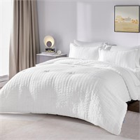CozyLux King Comforter Set with Sheets White Seers