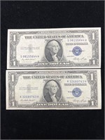 Two 1935 E $1 Silver Certificates