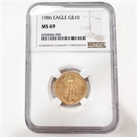 1986- 1/4 oz Gold American Eagle - NGC MS 69