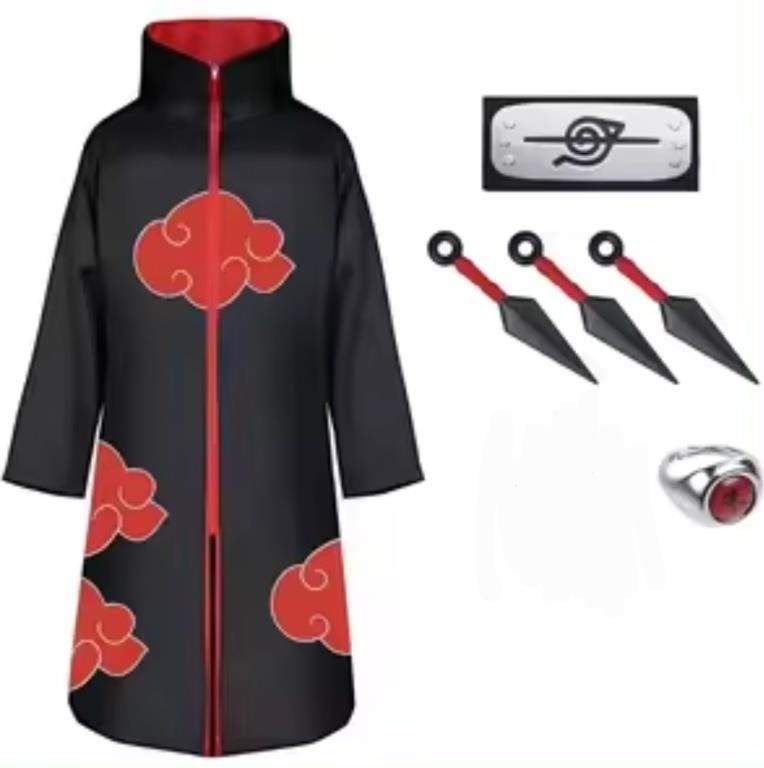 New size XXS Akatsuki Cloak 4Pcs Set, Anime