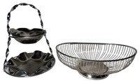 Silver Plate Serving Tray and Basket