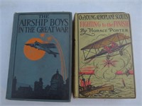 2 WWI Era Airship Boys Books Antique Adventure OLD