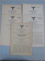 5 WWII Era German Patent Documents Third Reich OLD