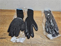 NEW 2 Pair Rubber Palm MENS Work Gloves Sz L