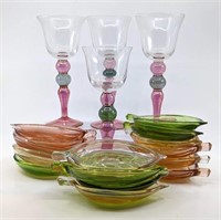 Wine Glasses and Leaf Dishes