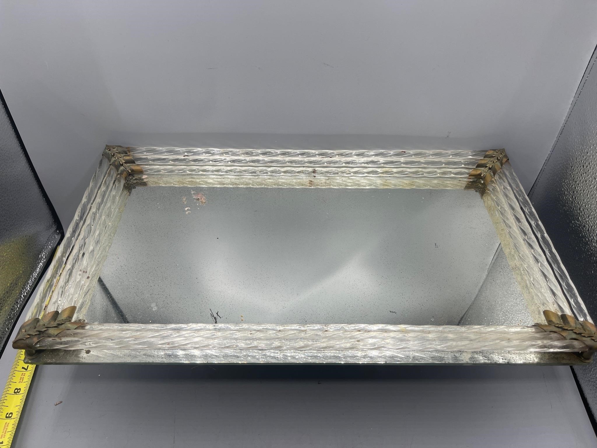 Vintage mirrored dresser tray